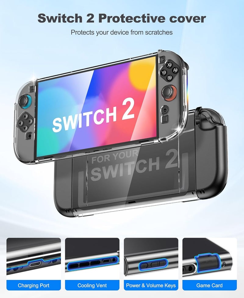 Larstylee 17 in 1 Switch 2 Accessories Bundle - Carrying Case, Screen Protectors, Charging Dock, Steering Wheel, Game Case, Stylus, Headphone, Stand, Protective Case for Joy Cons, Cable SKin - Image 4